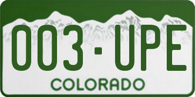 CO license plate 003UPE