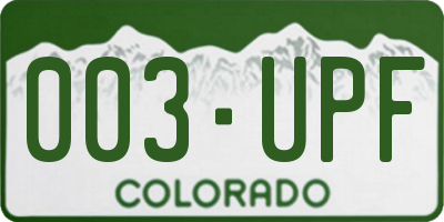 CO license plate 003UPF