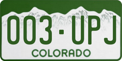 CO license plate 003UPJ