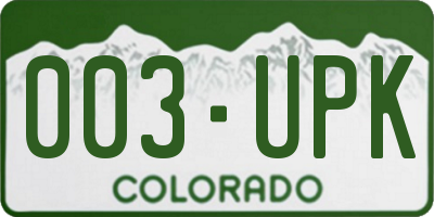 CO license plate 003UPK