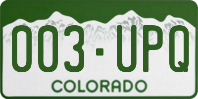 CO license plate 003UPQ
