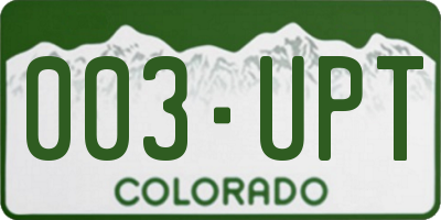 CO license plate 003UPT