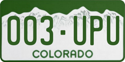 CO license plate 003UPU