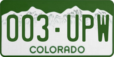 CO license plate 003UPW