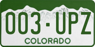 CO license plate 003UPZ
