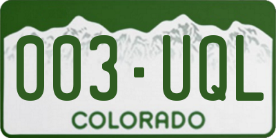 CO license plate 003UQL