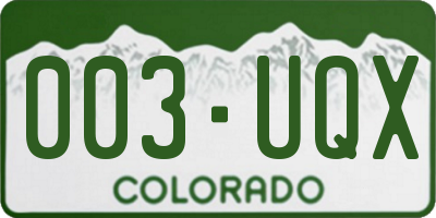 CO license plate 003UQX