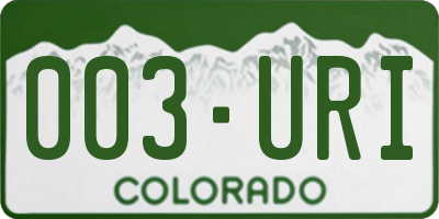 CO license plate 003URI