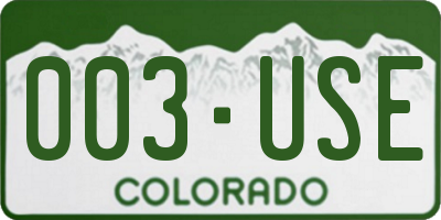 CO license plate 003USE