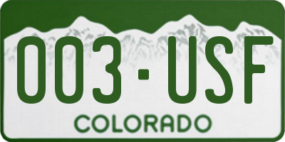 CO license plate 003USF
