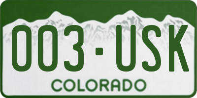 CO license plate 003USK