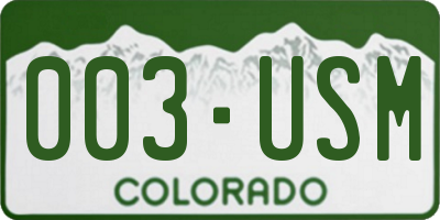 CO license plate 003USM