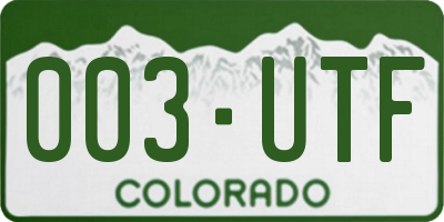 CO license plate 003UTF