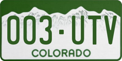CO license plate 003UTV
