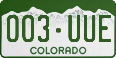 CO license plate 003UUE