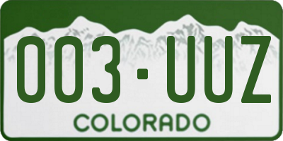 CO license plate 003UUZ