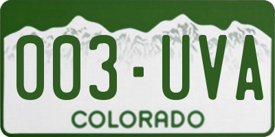 CO license plate 003UVA