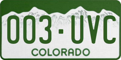 CO license plate 003UVC