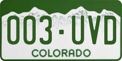 CO license plate 003UVD