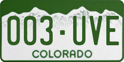 CO license plate 003UVE