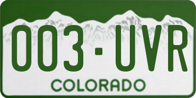 CO license plate 003UVR