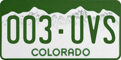 CO license plate 003UVS