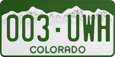 CO license plate 003UWH
