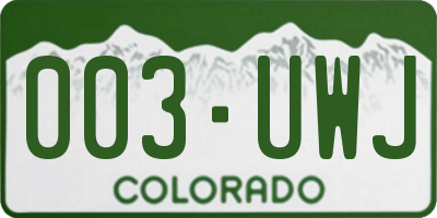 CO license plate 003UWJ