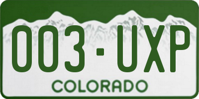 CO license plate 003UXP