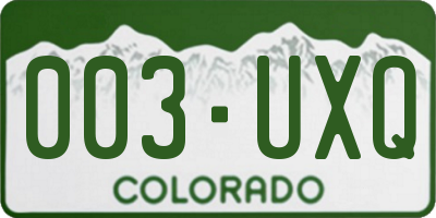 CO license plate 003UXQ