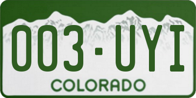 CO license plate 003UYI