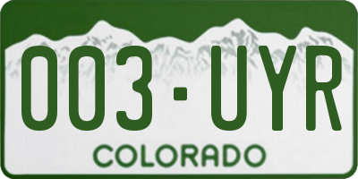 CO license plate 003UYR