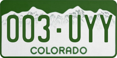 CO license plate 003UYY