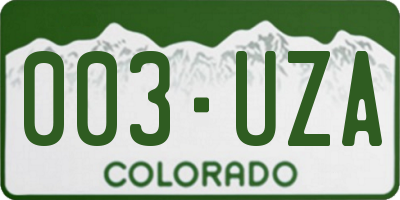 CO license plate 003UZA