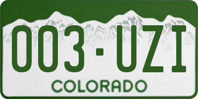 CO license plate 003UZI