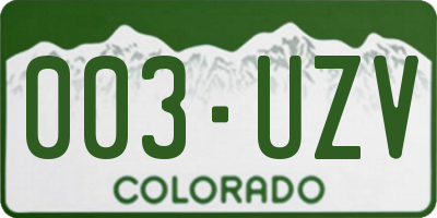 CO license plate 003UZV