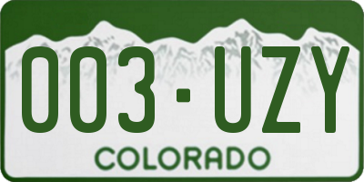 CO license plate 003UZY