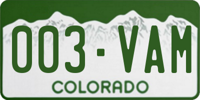 CO license plate 003VAM