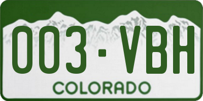 CO license plate 003VBH