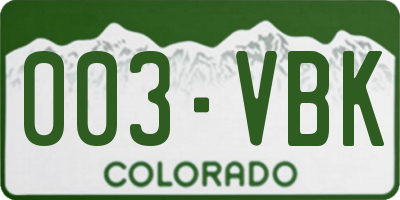 CO license plate 003VBK