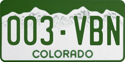 CO license plate 003VBN