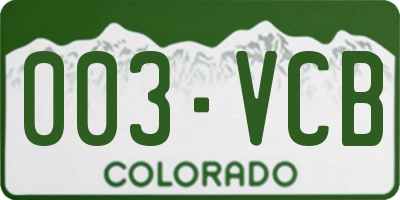 CO license plate 003VCB