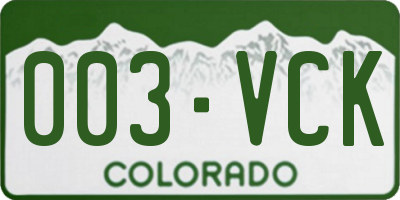 CO license plate 003VCK