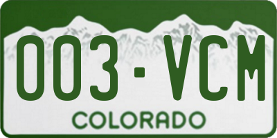 CO license plate 003VCM