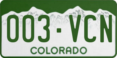 CO license plate 003VCN