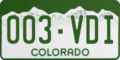 CO license plate 003VDI