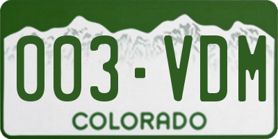 CO license plate 003VDM