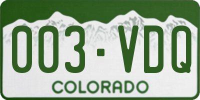 CO license plate 003VDQ
