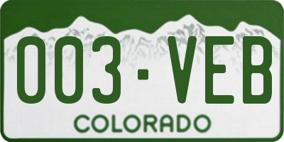CO license plate 003VEB