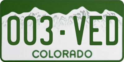 CO license plate 003VED